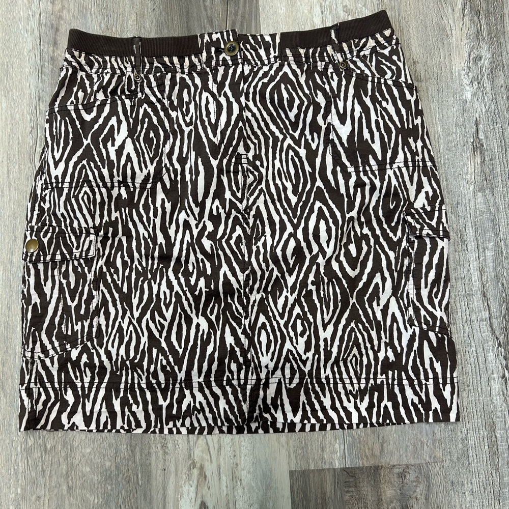Brown and White Patterned Women's Skirt